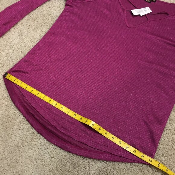 NWT Love & Legend Sparkly Cross Collar Dark Pink Fashion Top - Picture 13 of 15